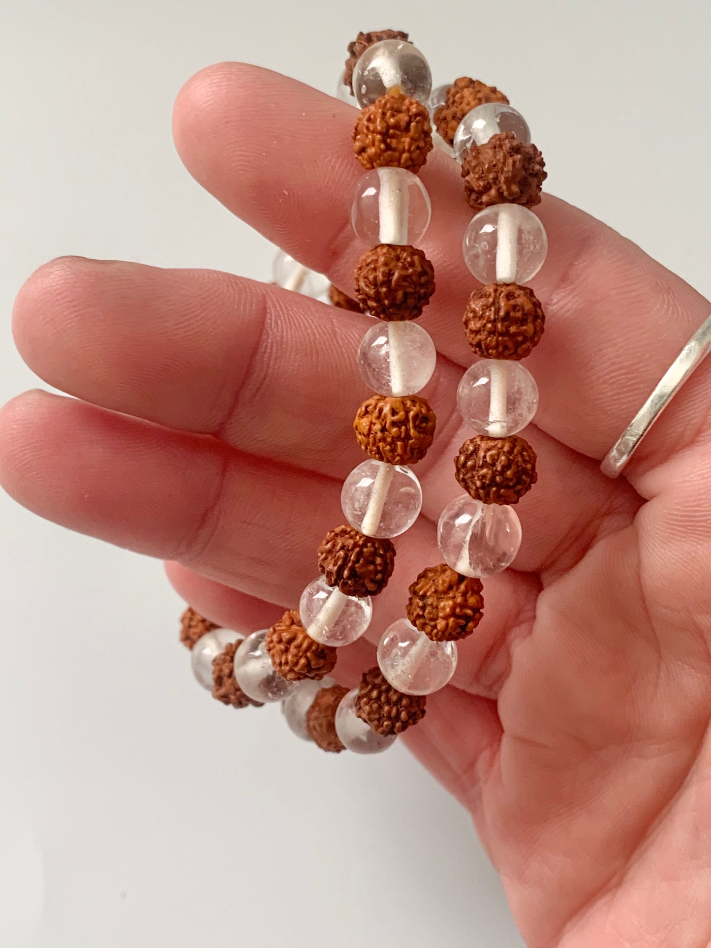 Clear Quartz & Rudraksha 8mm Bracelet