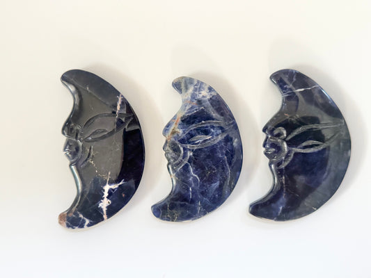 Sodalite Moon Carving
