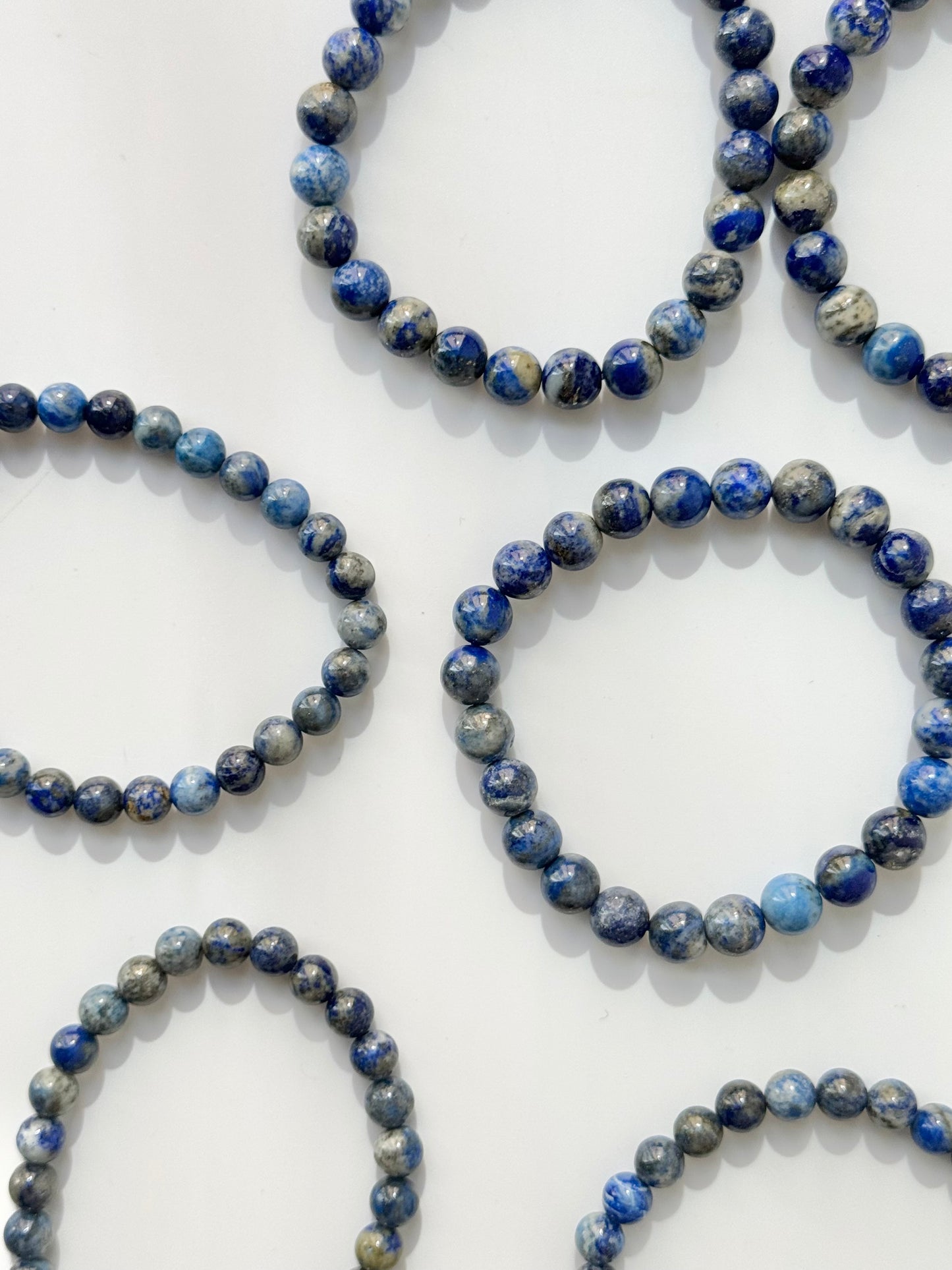 Lapis Lazuli Round Bead Bracelet, 8mm & 6mm