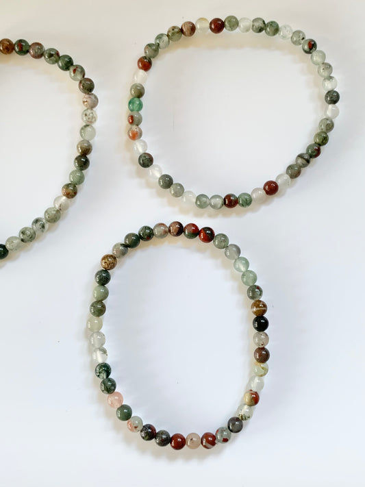 Bloodstone Round Bead Bracelet, 4 or 8 mm
