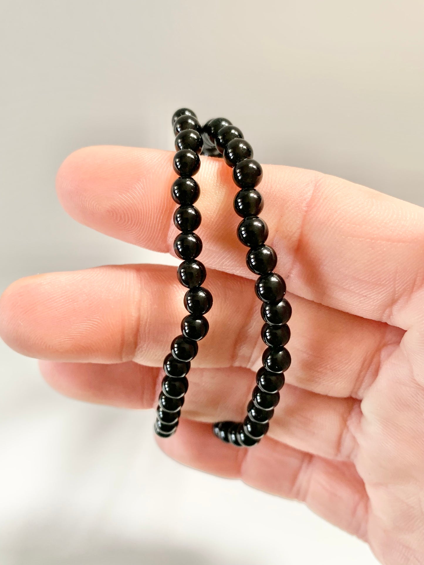 Obsidian Round Bead Bracelet, 4mm