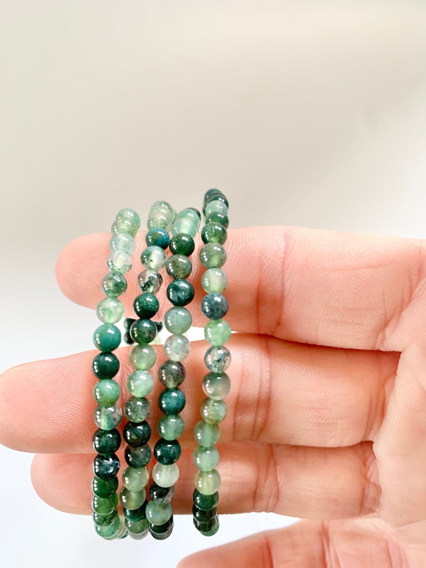 Green Moss Agate Bracelet, 4mm