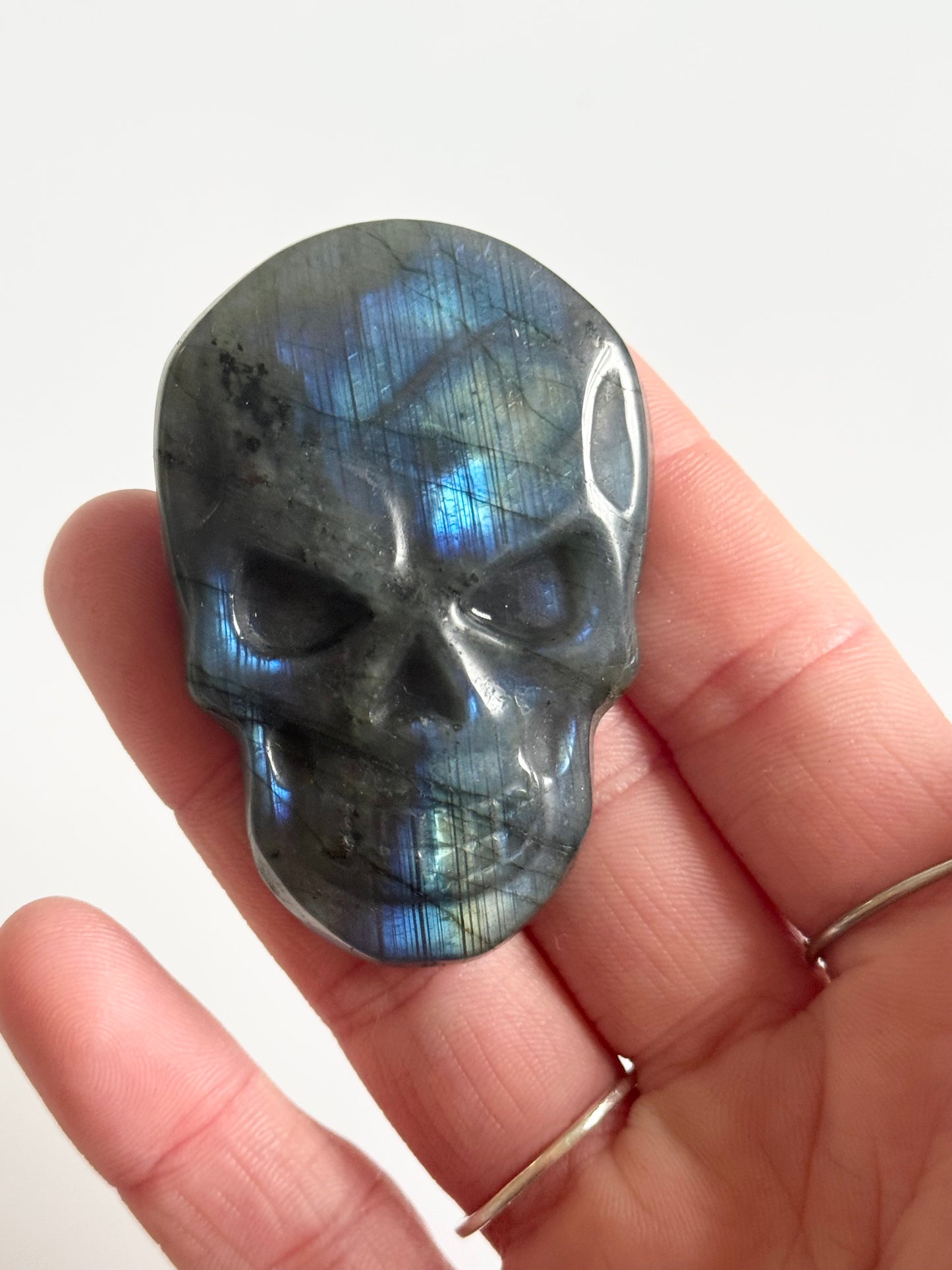 Labradorite Flat Skull Carving