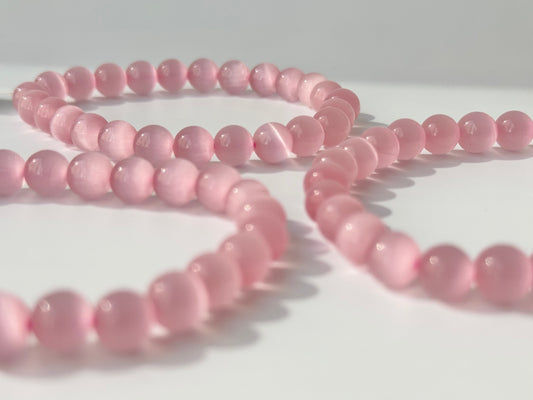 Pink Cat's Eye Bracelet, 8mm