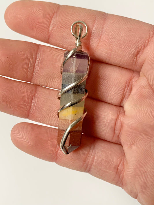 Chakra Terminated Point Wire Wrapped Necklace