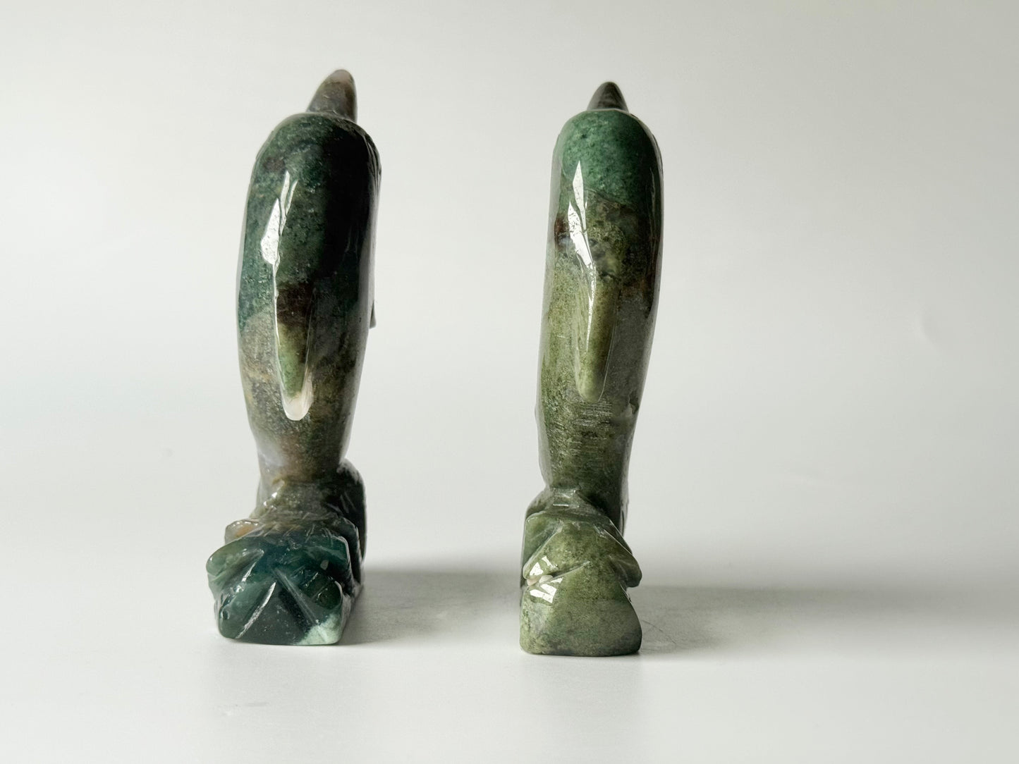 Moss Agate Dolphin Carving