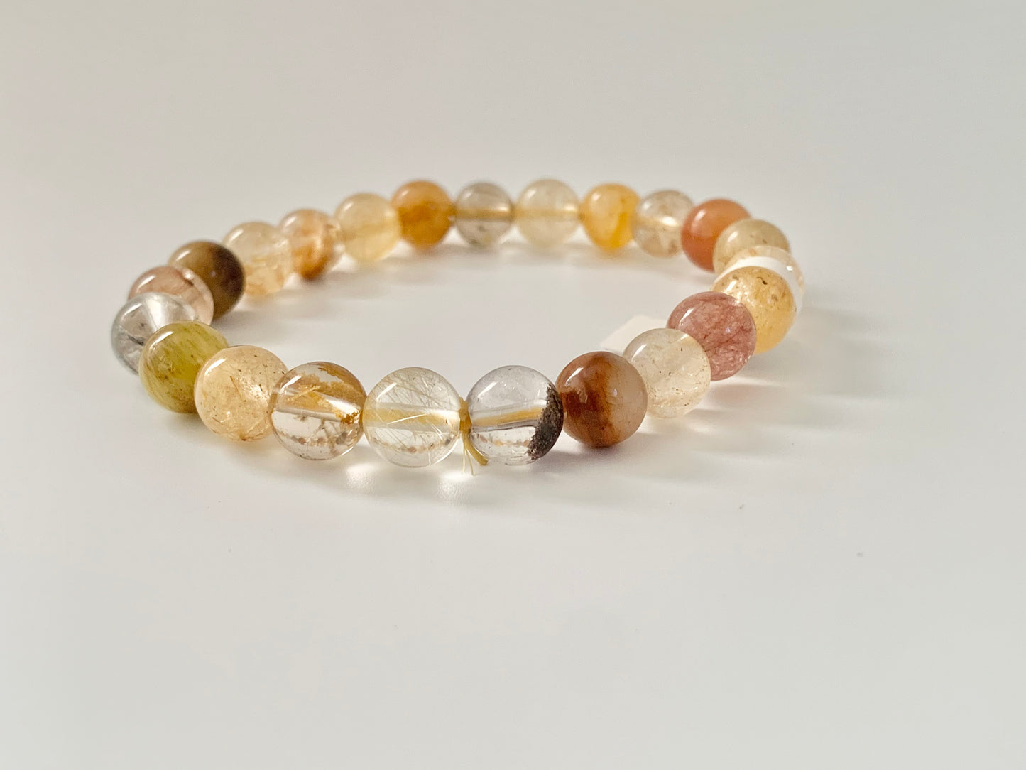 Rutilated quartz Round Bead Bracelet, 8mm