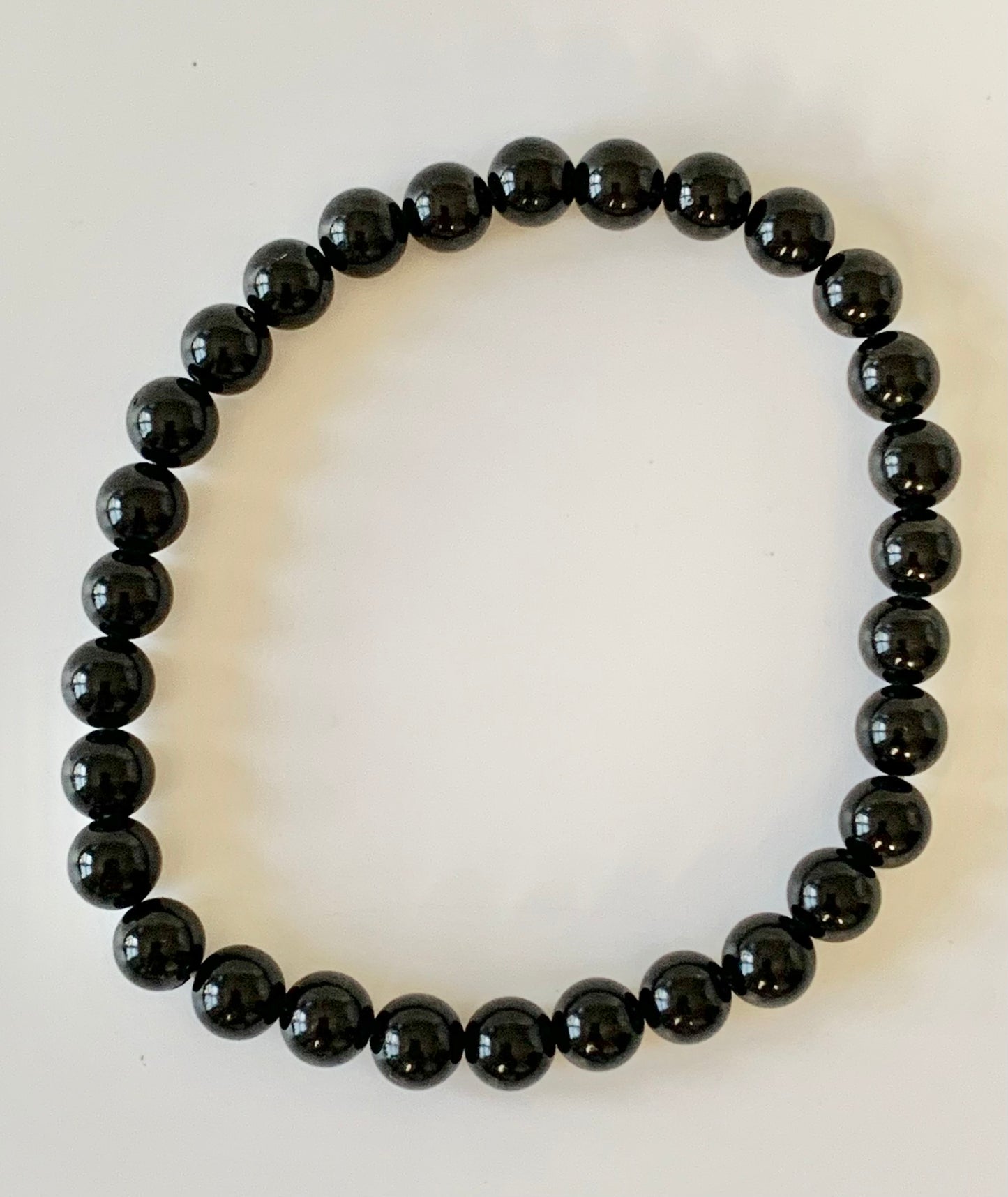 Black Tourmaline Bead Bracelet, 6mm