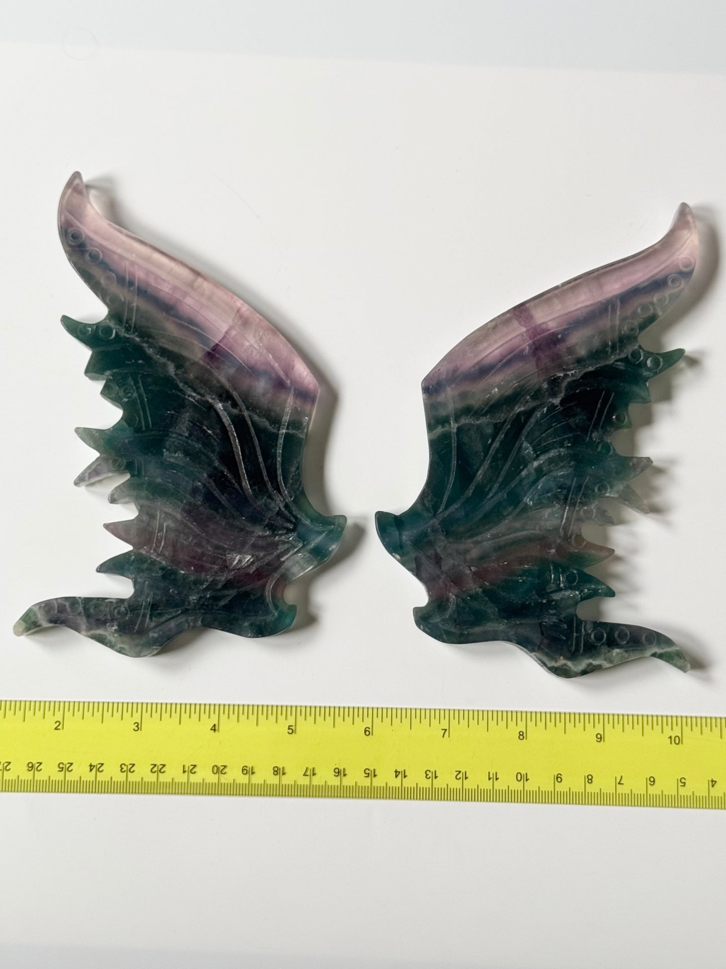 Fluorite Wings with Black Stand and optional dragon attachment