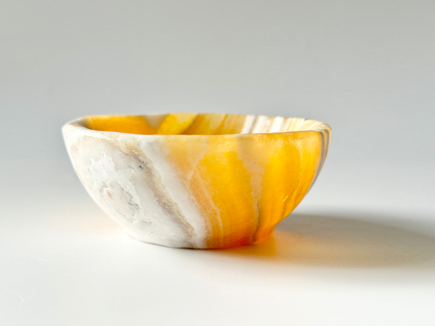 Orange calcite bowl