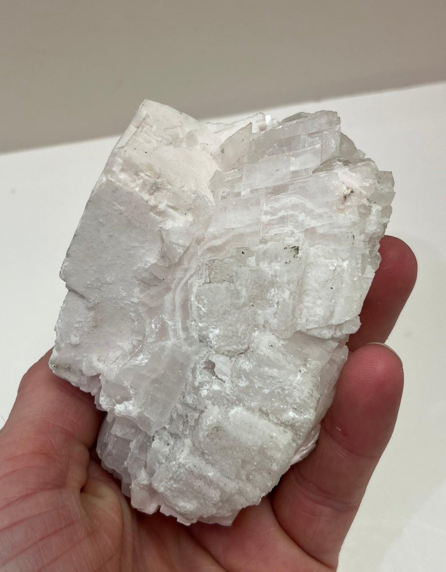 Pink Mangano Calcite Crystal Cluster, with small quartz crystals, 368grams