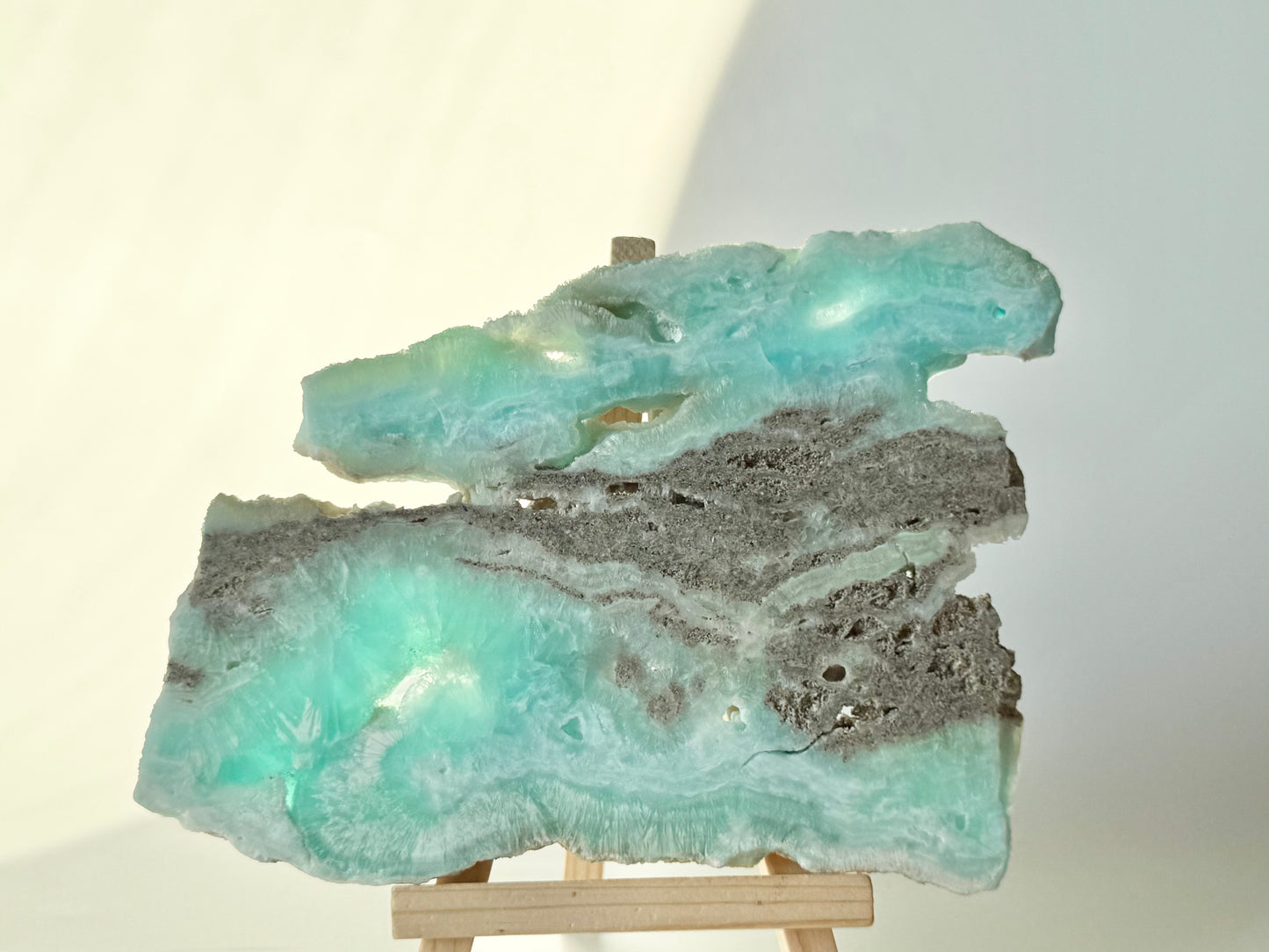 Blue aragonite slab