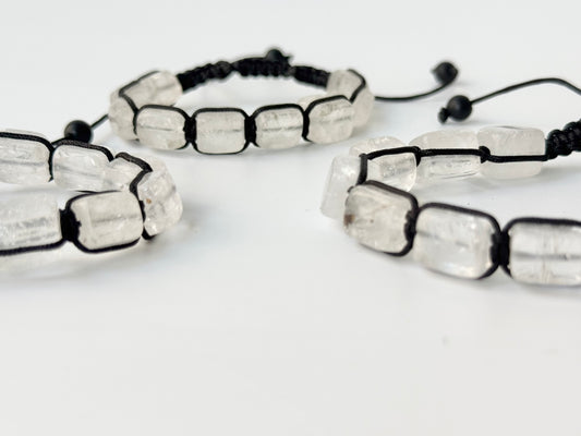 Shamballa Clear Quartz Square Bead Bracelet