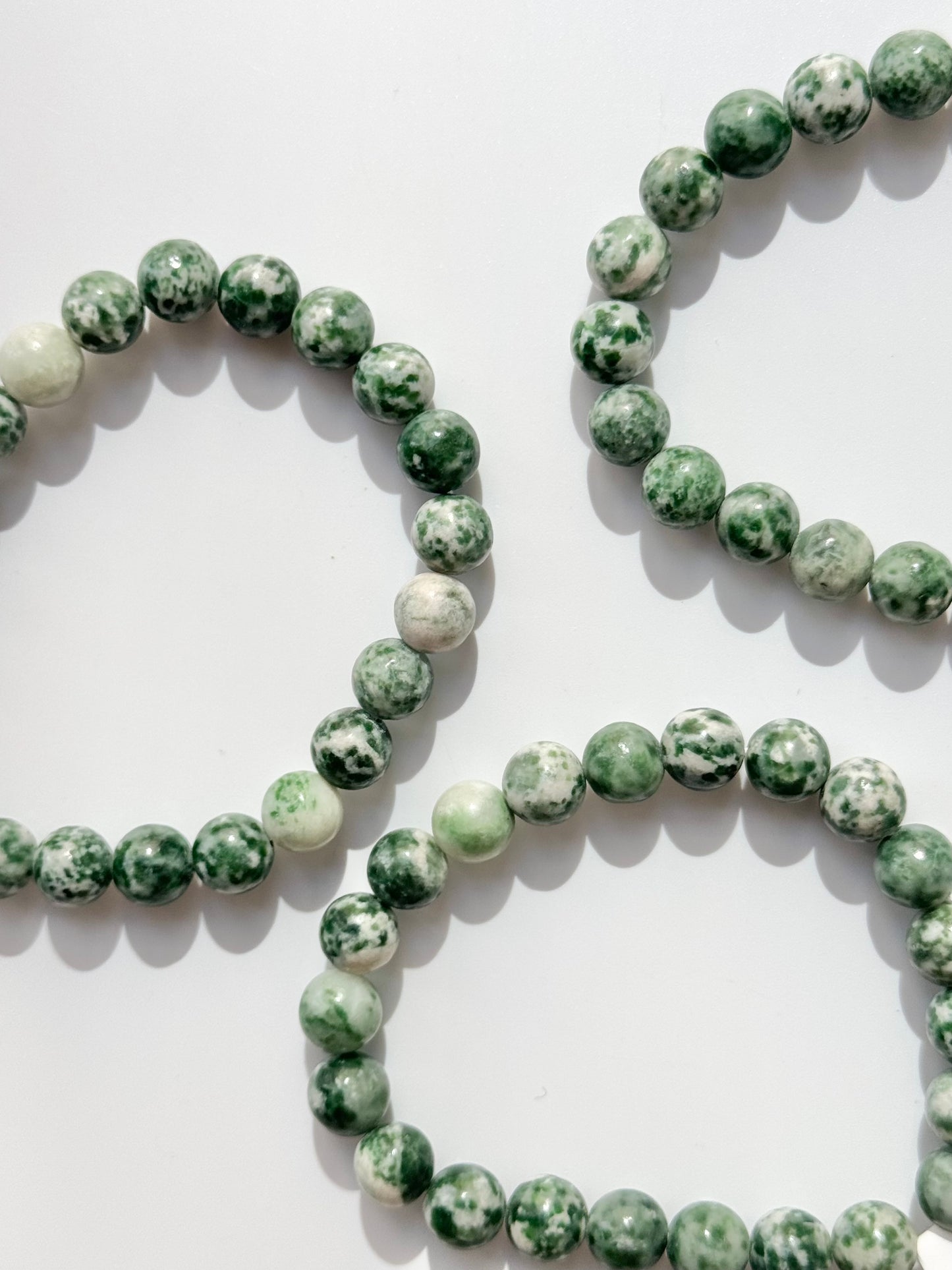 Spotted Jade Round Bead Bracelet, 8mm