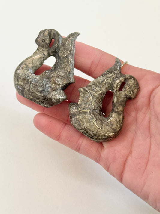 Pyrite Swan Carving