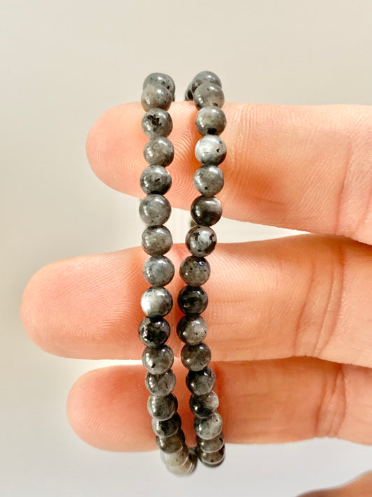 Larvikite Round Bead Bracelet, 4mm