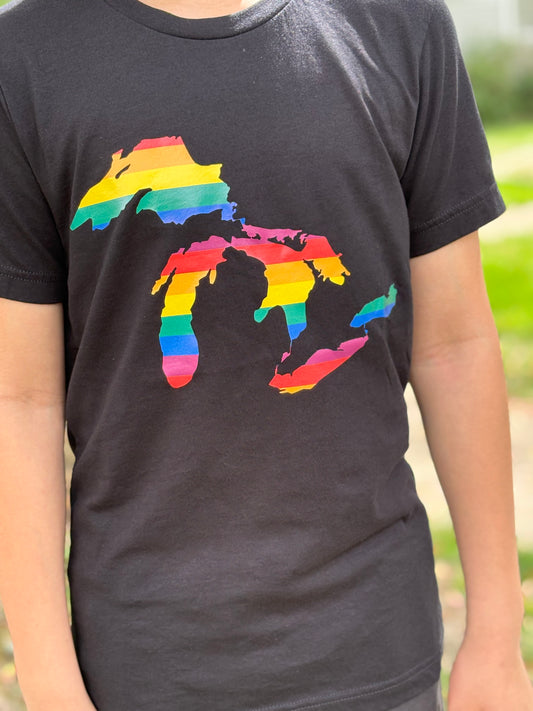 Rainbow Great Lakes Shirt – Unisex Casual Crew Neck TShirt, Black