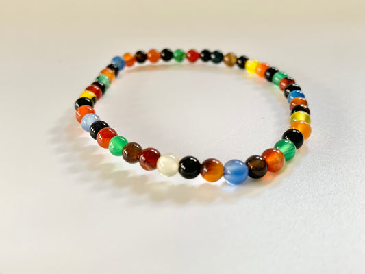 Bright Colored Round Bead Bracelet, 4mm