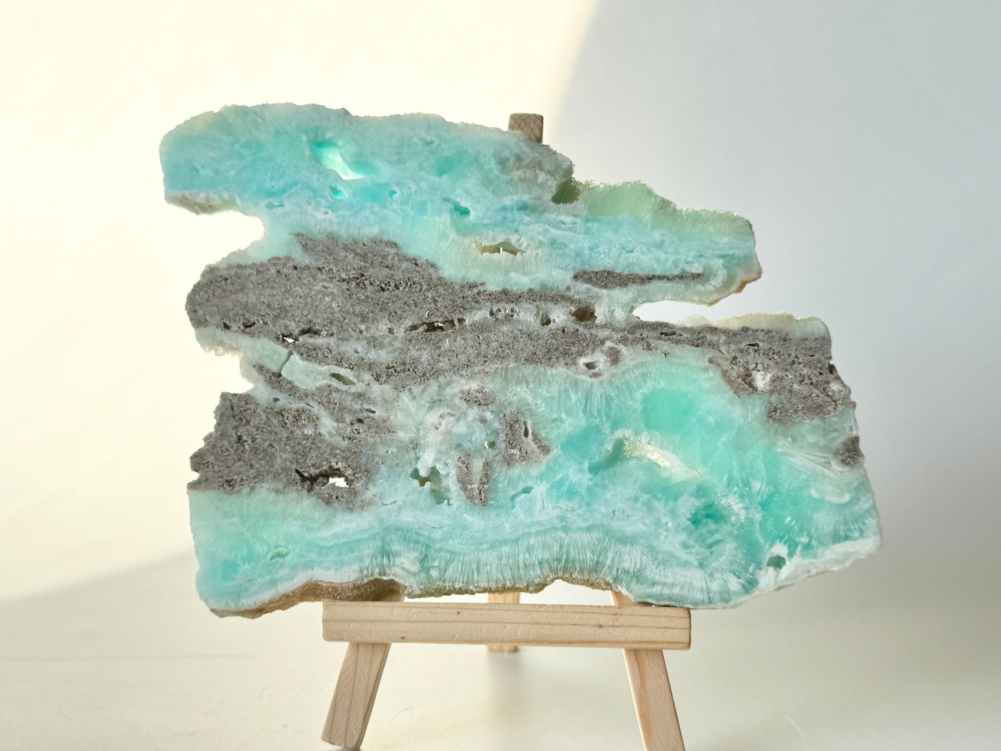 Blue aragonite slab