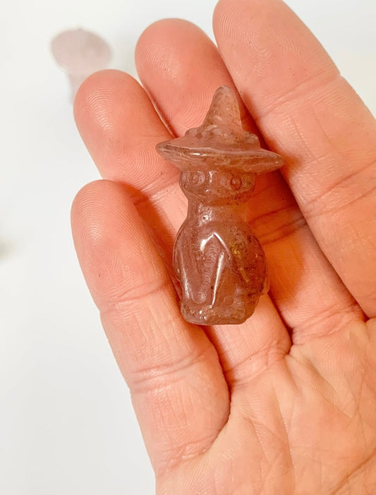 Mini Cat with Witch Hat and Cape Carving