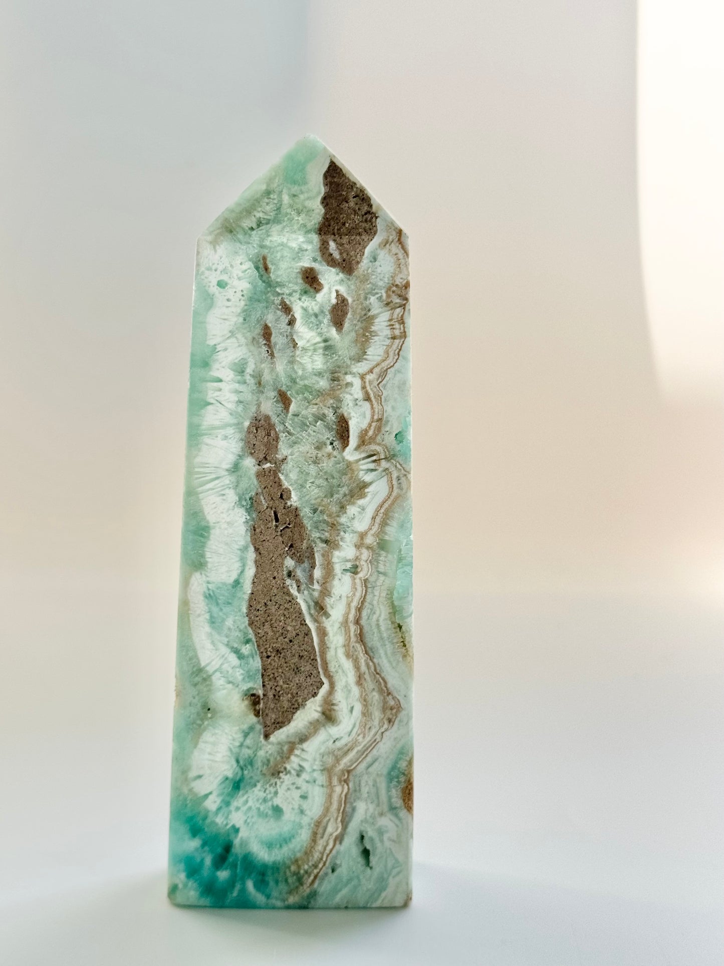 Blue Aragonite four sided Tower