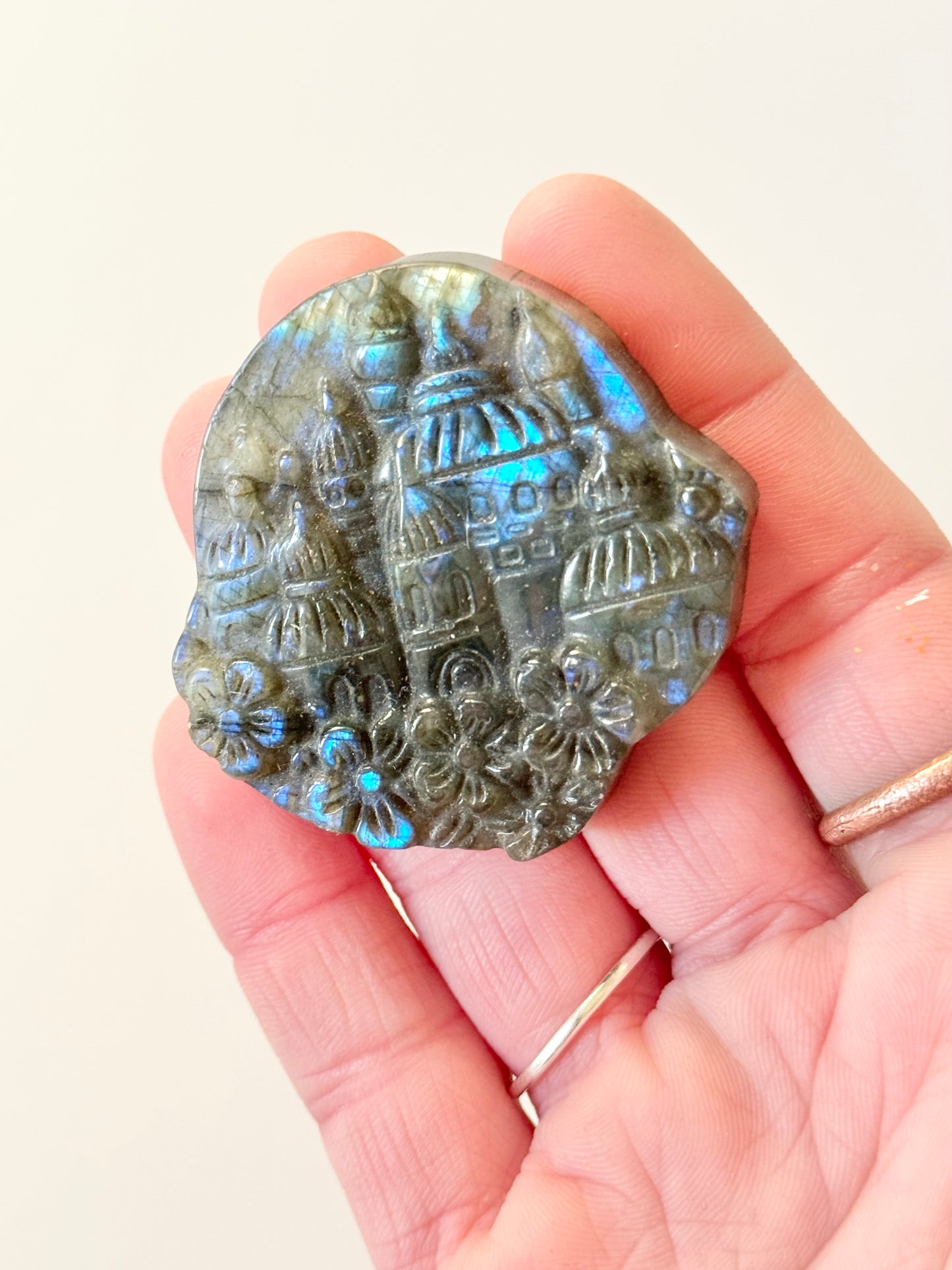 Castle Labradorite flat carving