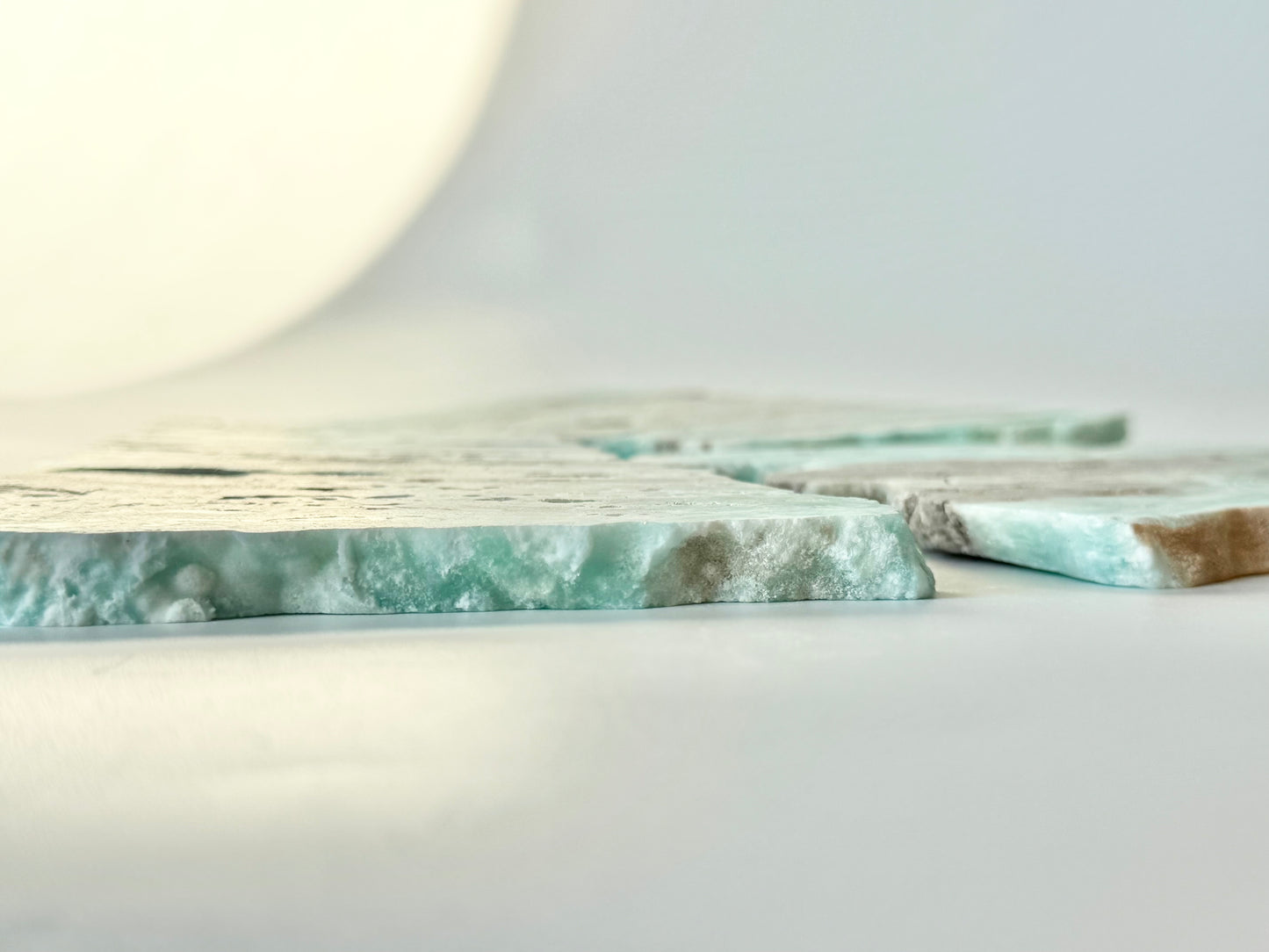 Blue aragonite slab