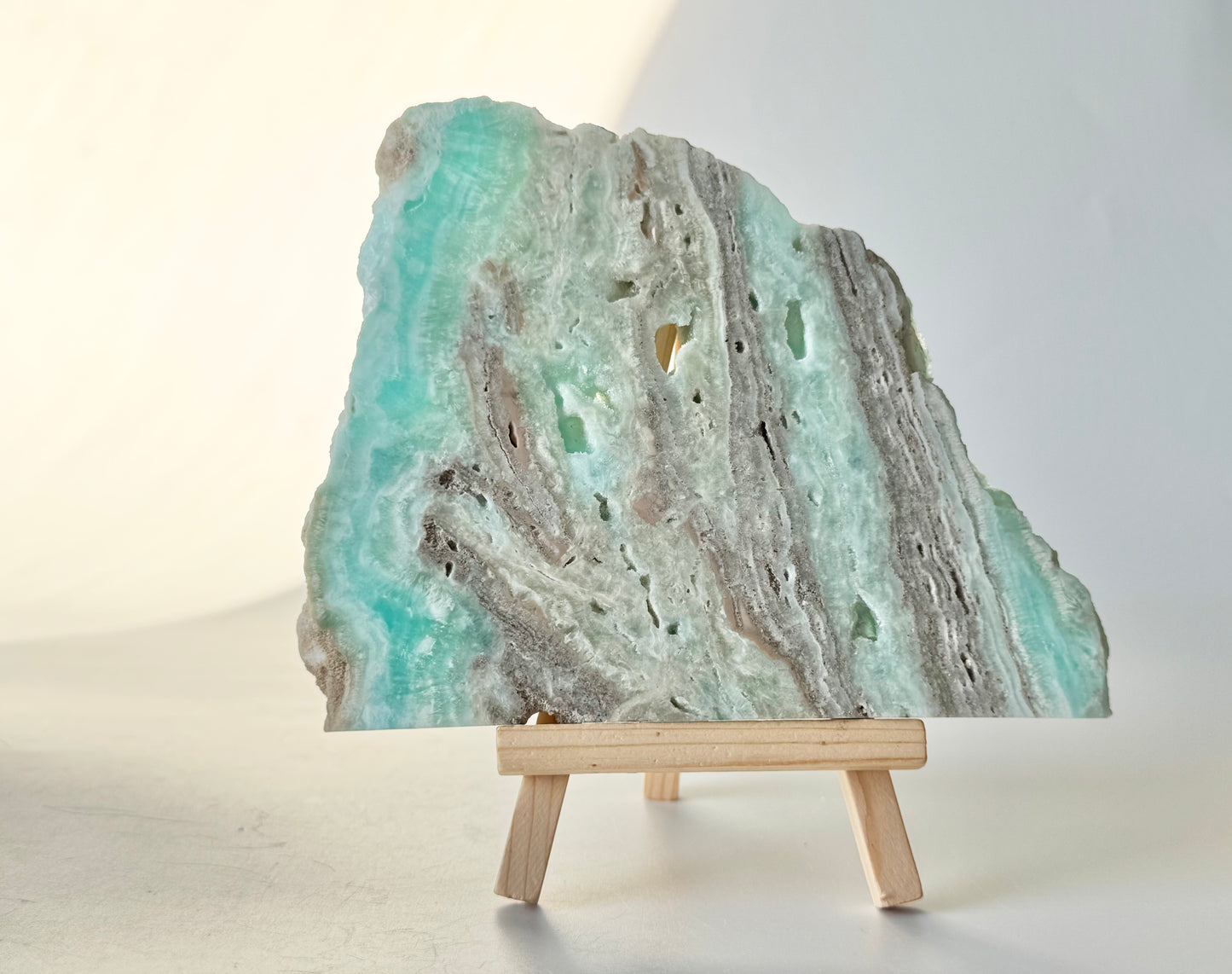 Blue aragonite slab