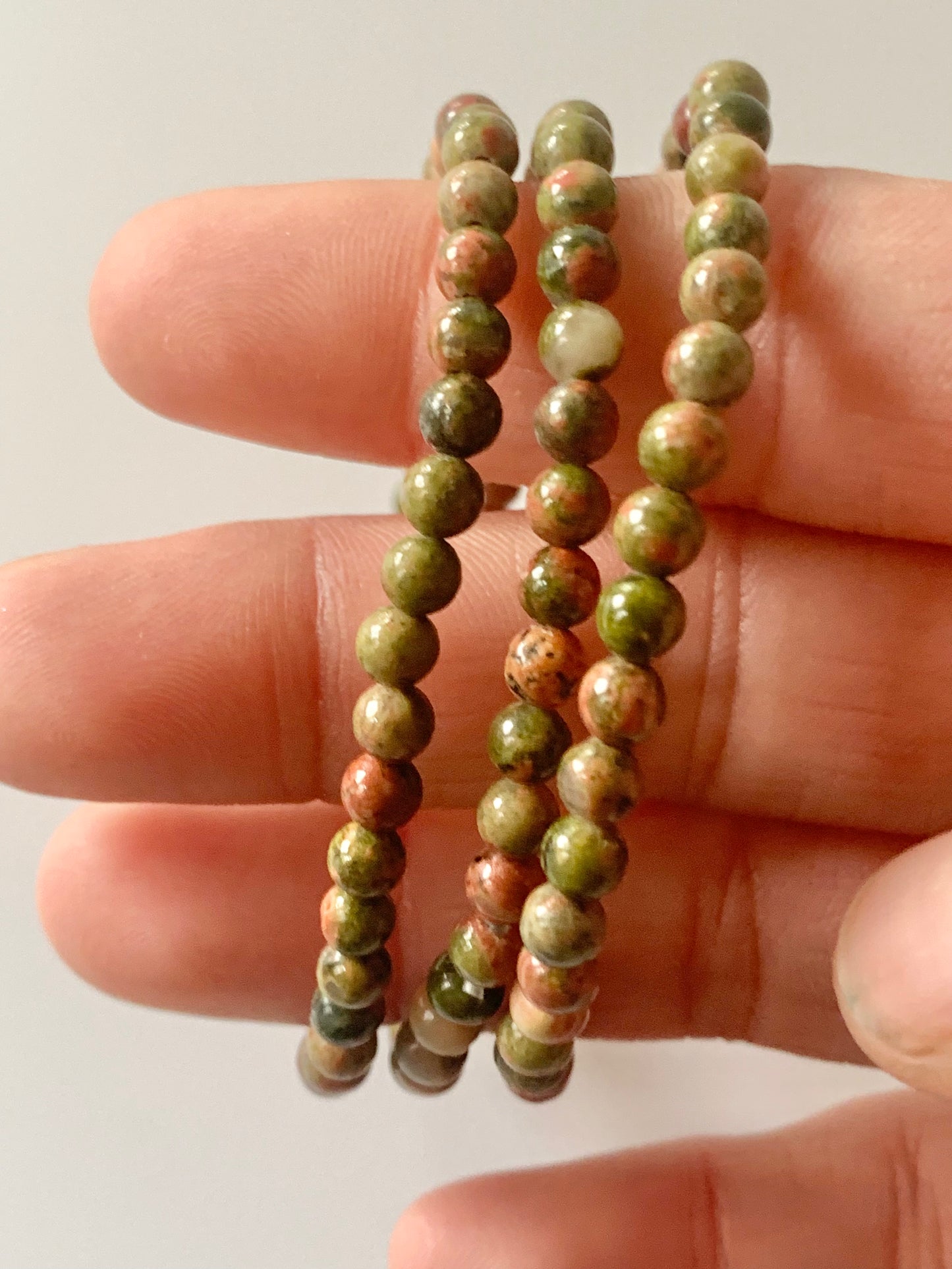 Unakite Bead Bracelet