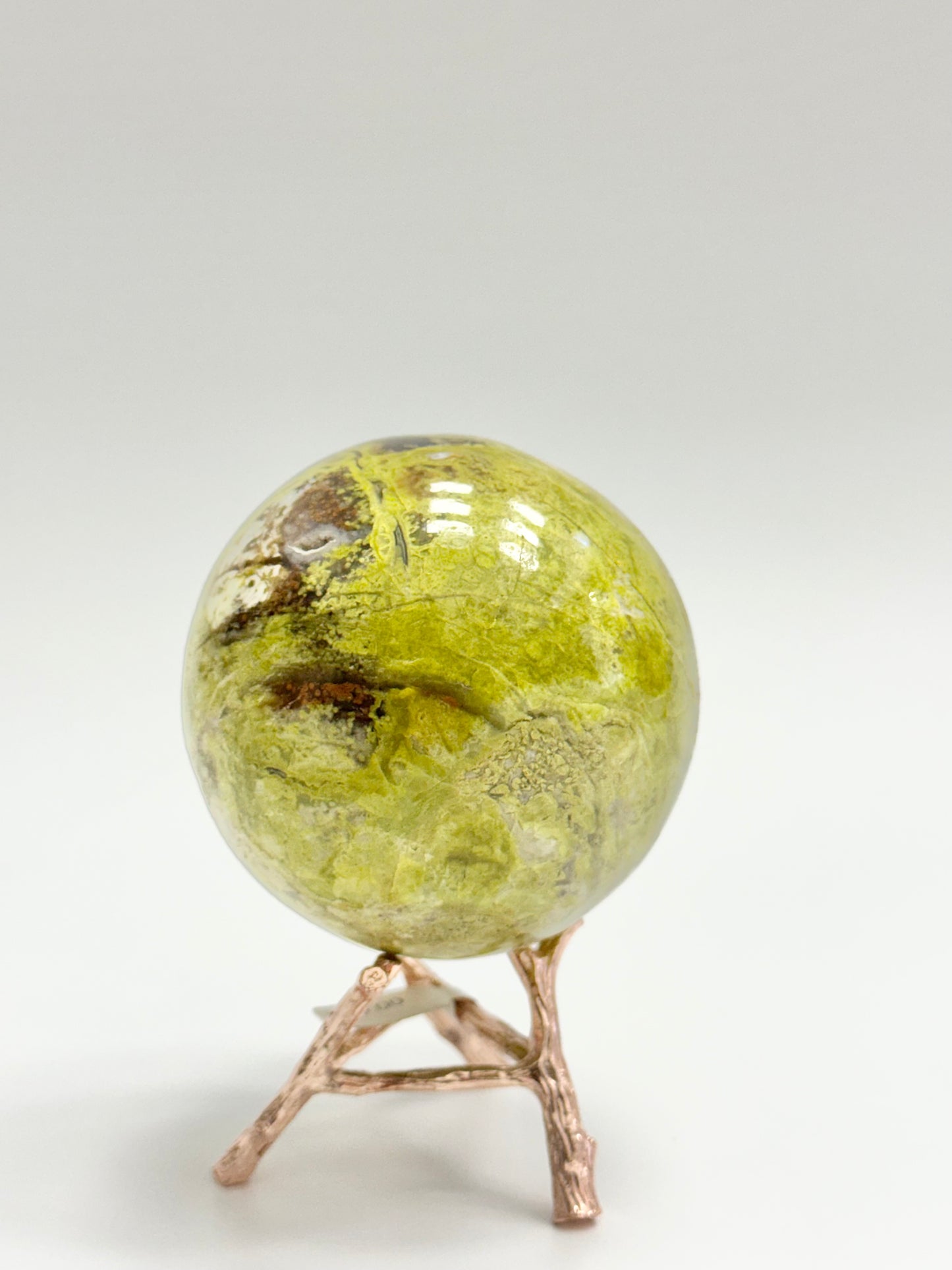 Bright Green Opal Sphere (~73mm) — Druzy Vug Pocket