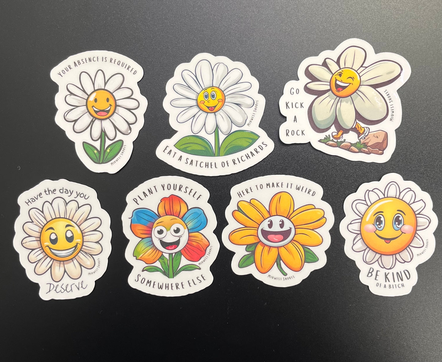 Demented Daisy Stickers--Choose your favorite