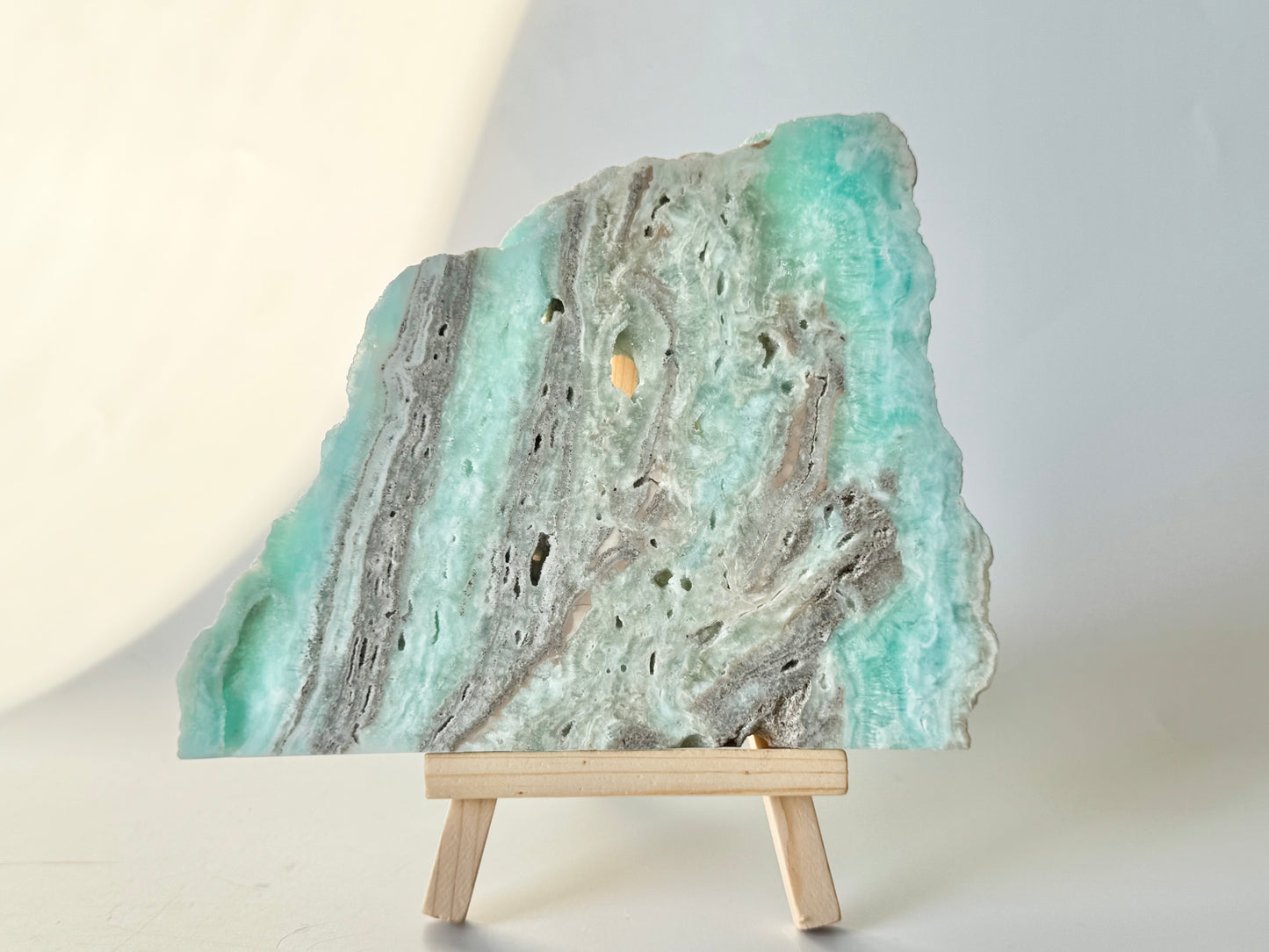 Blue aragonite slab