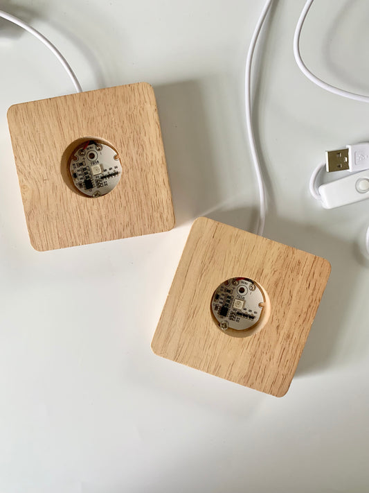Square Wood LED Light Base, ~3"