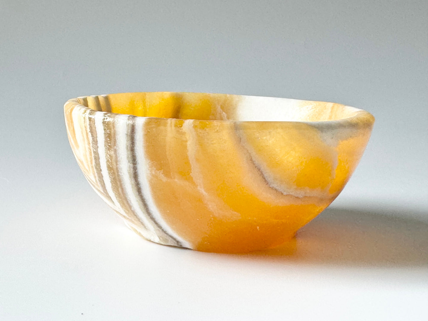 Orange calcite bowl