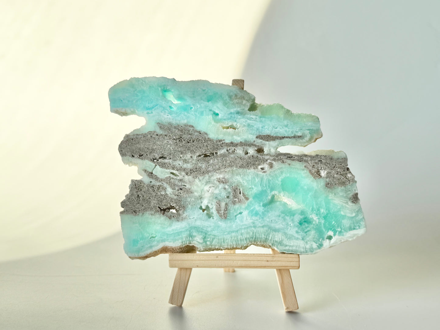 Blue aragonite slab