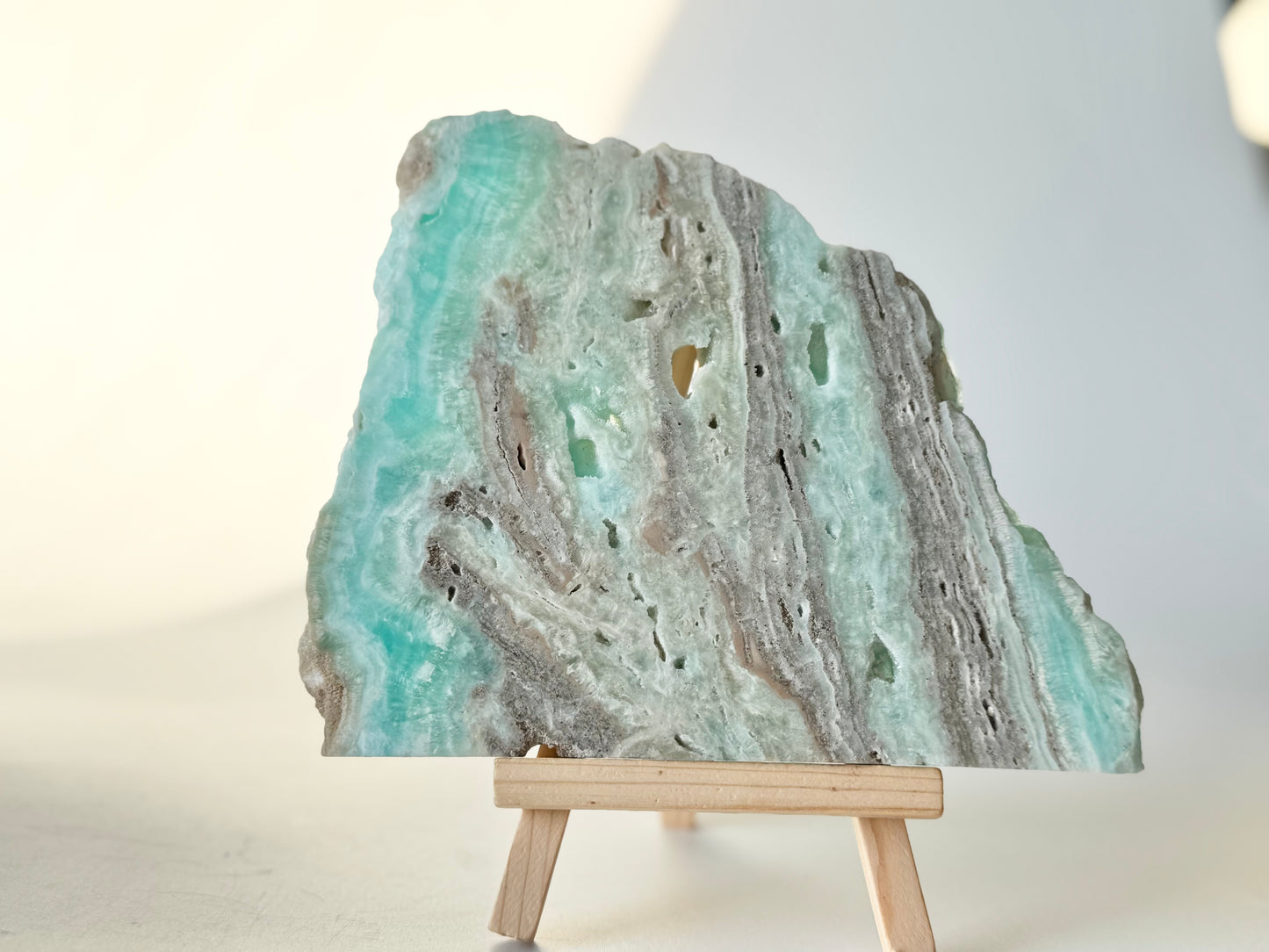 Blue aragonite slab