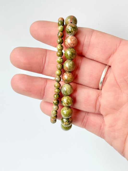 Unakite Bead Bracelet