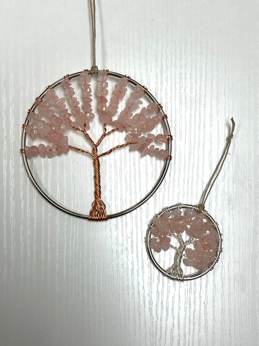 Rose Quartz Tree of Life Hanging