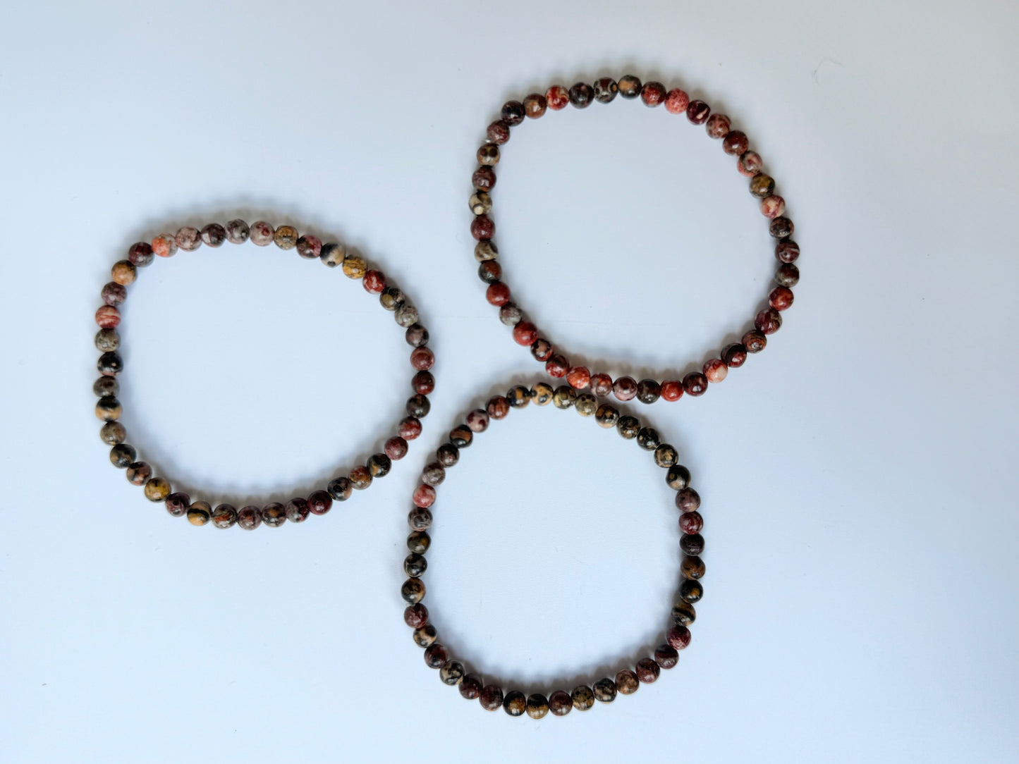 LeopardSkin Jasper Round Bead Bracelet