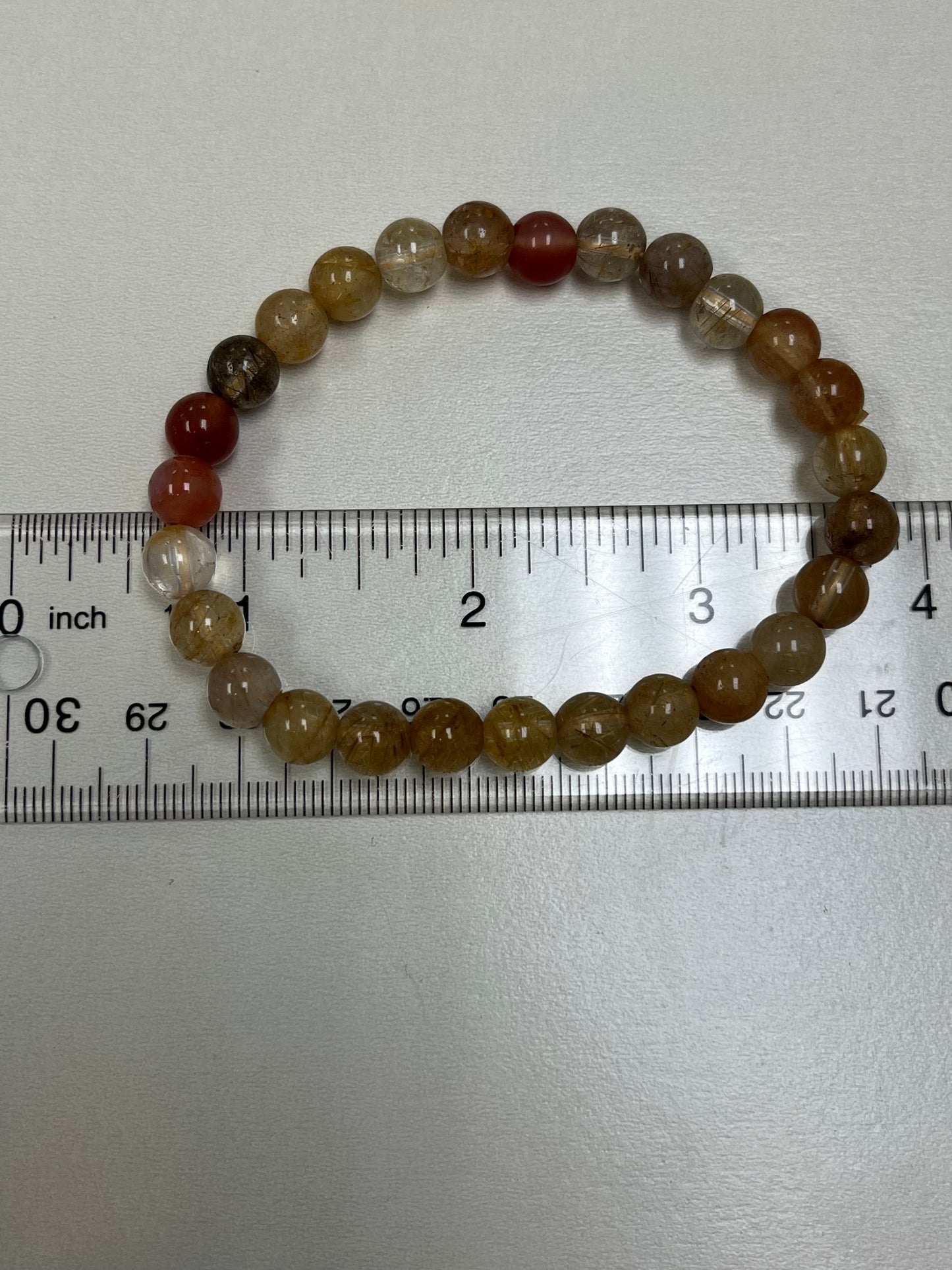 Rutilated quartz Round Bead Bracelet, 8mm