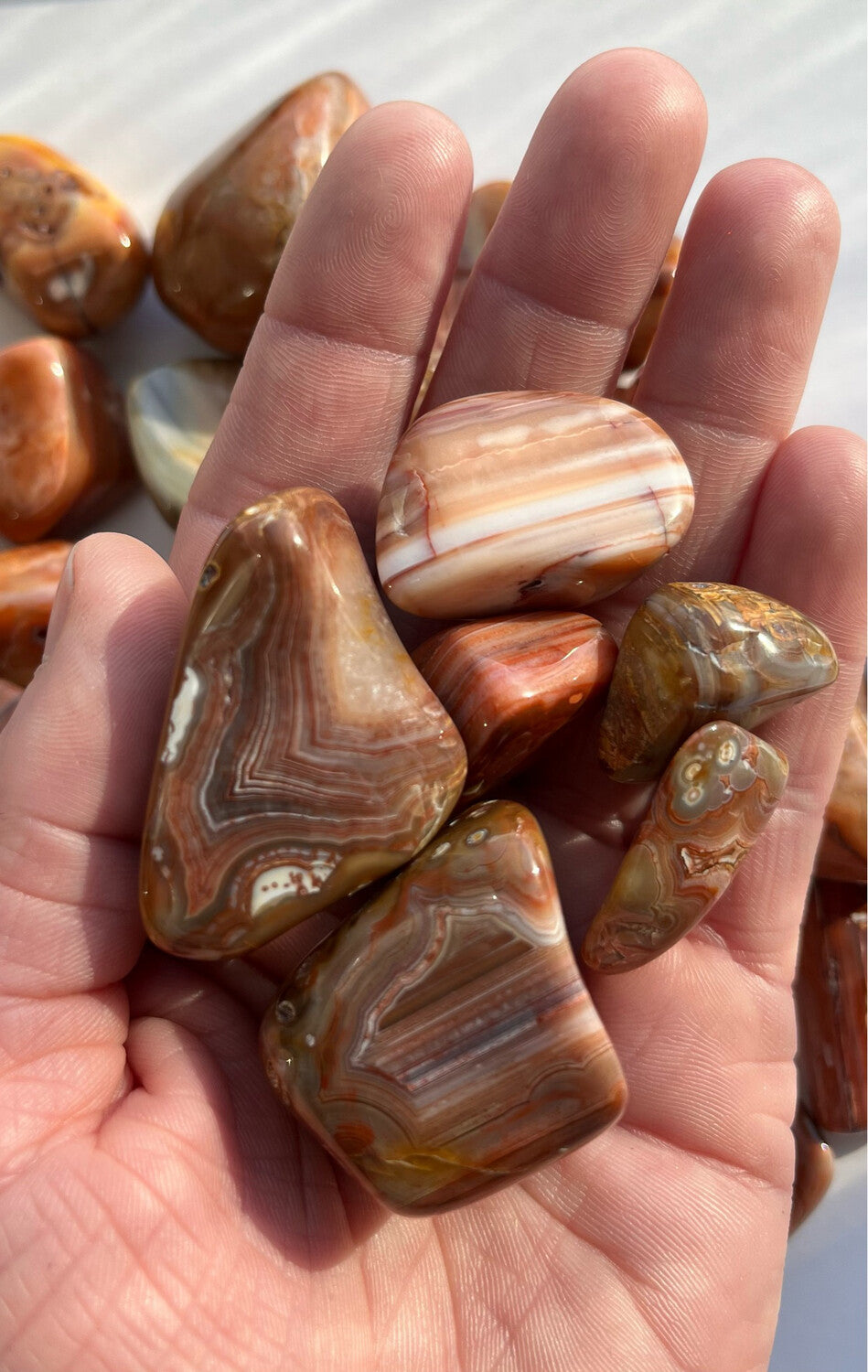 Bahia Agate, polished bulk Bahia agates