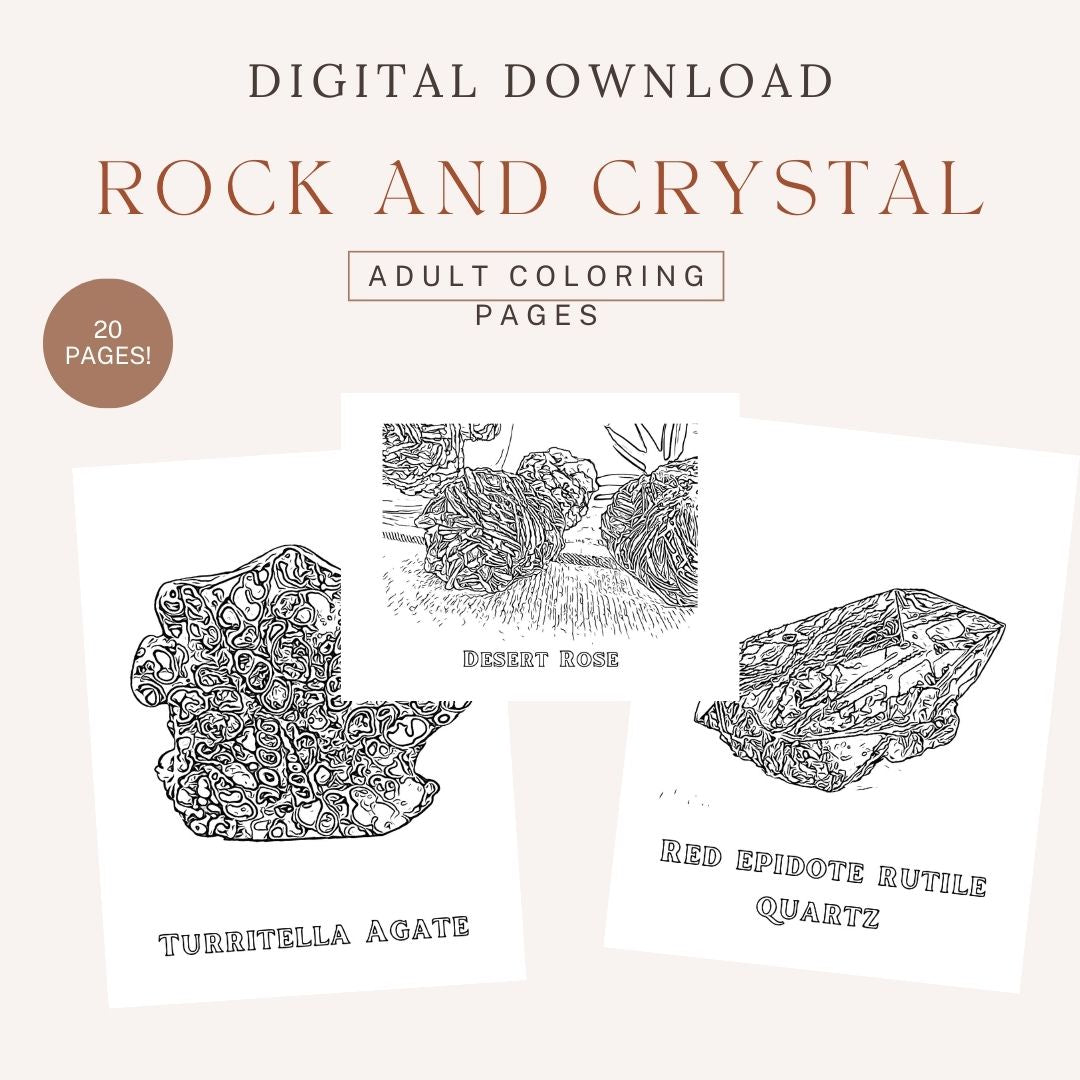 Rock and Crystal Coloring Pages (Digital Download, Printable)