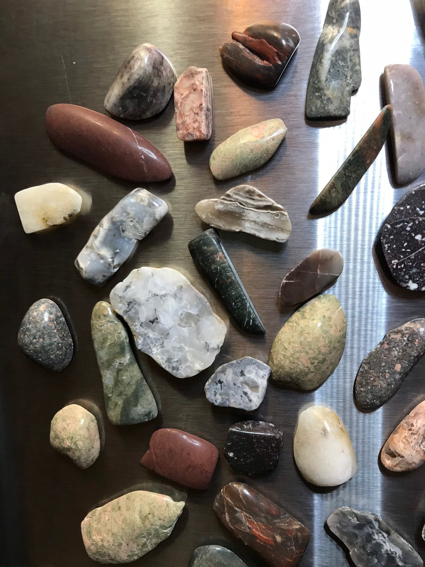 Assorted Lake Michigan stone magnets, refrigerator magnets
