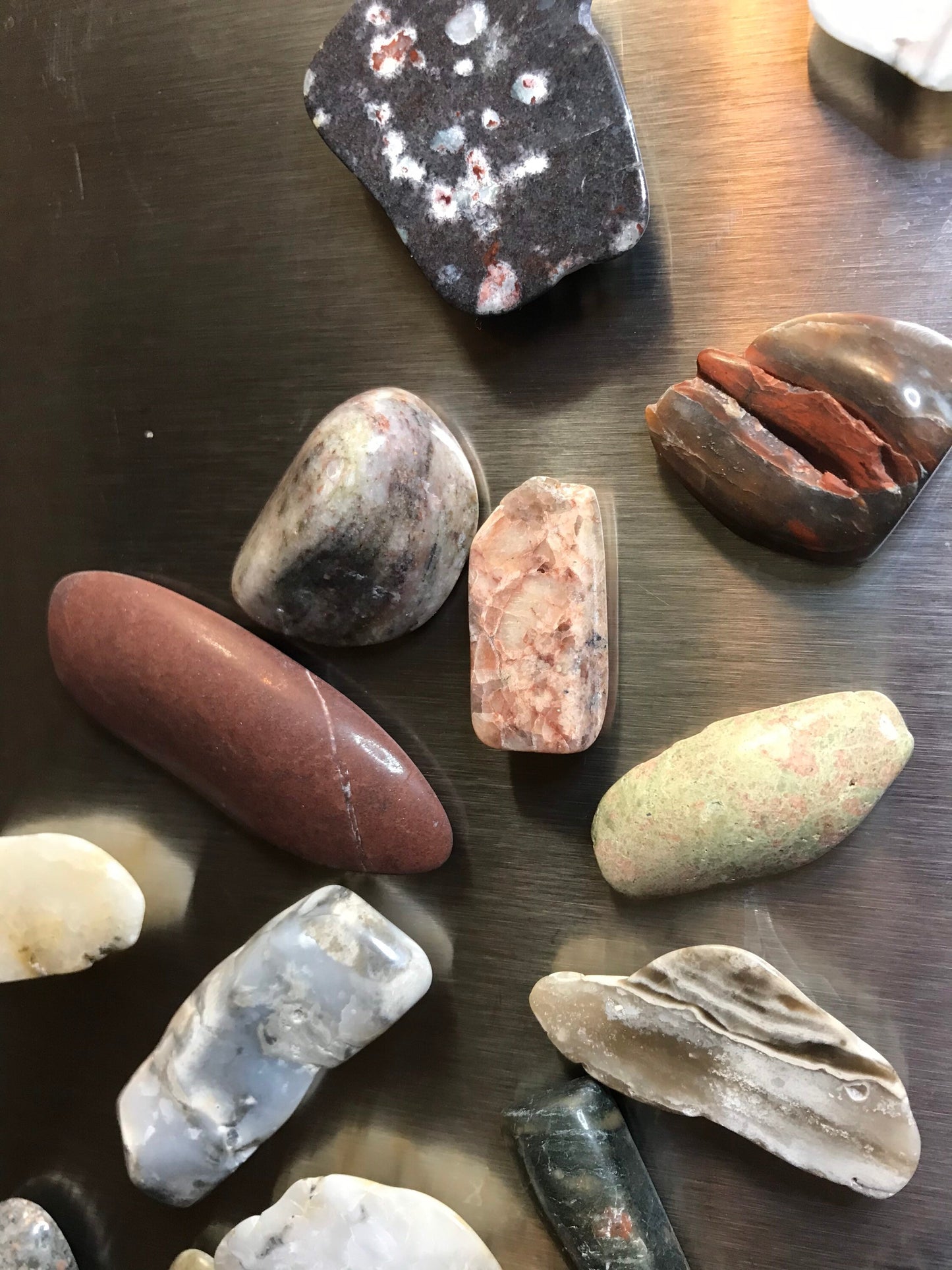 Assorted Lake Michigan stone magnets, refrigerator magnets