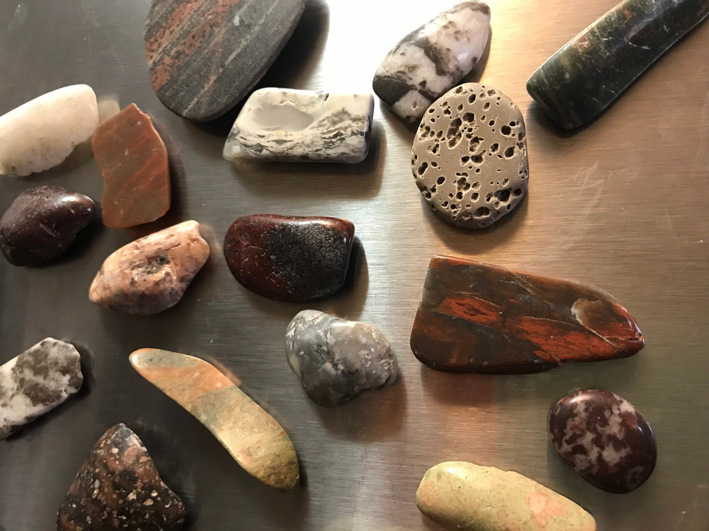 Assorted Lake Michigan stone magnets, refrigerator magnets