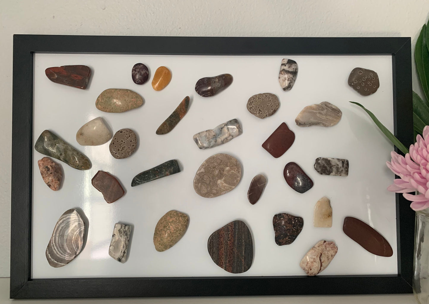 Assorted Lake Michigan stone magnets, refrigerator magnets