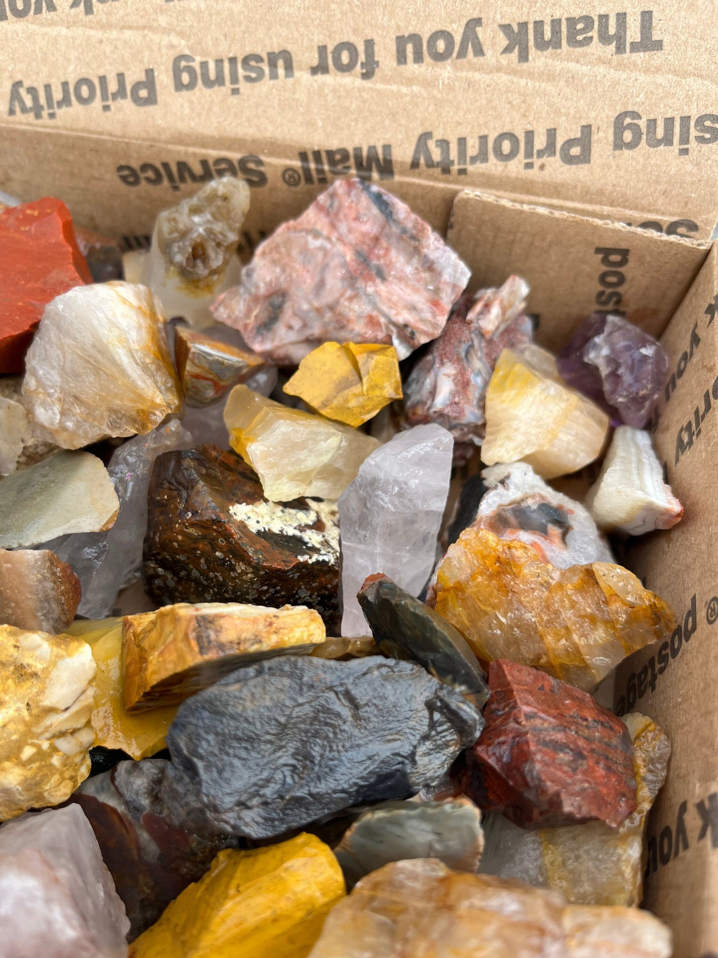 3+ pounds rough agate, jasper, quartz stone mix for tumbling or display