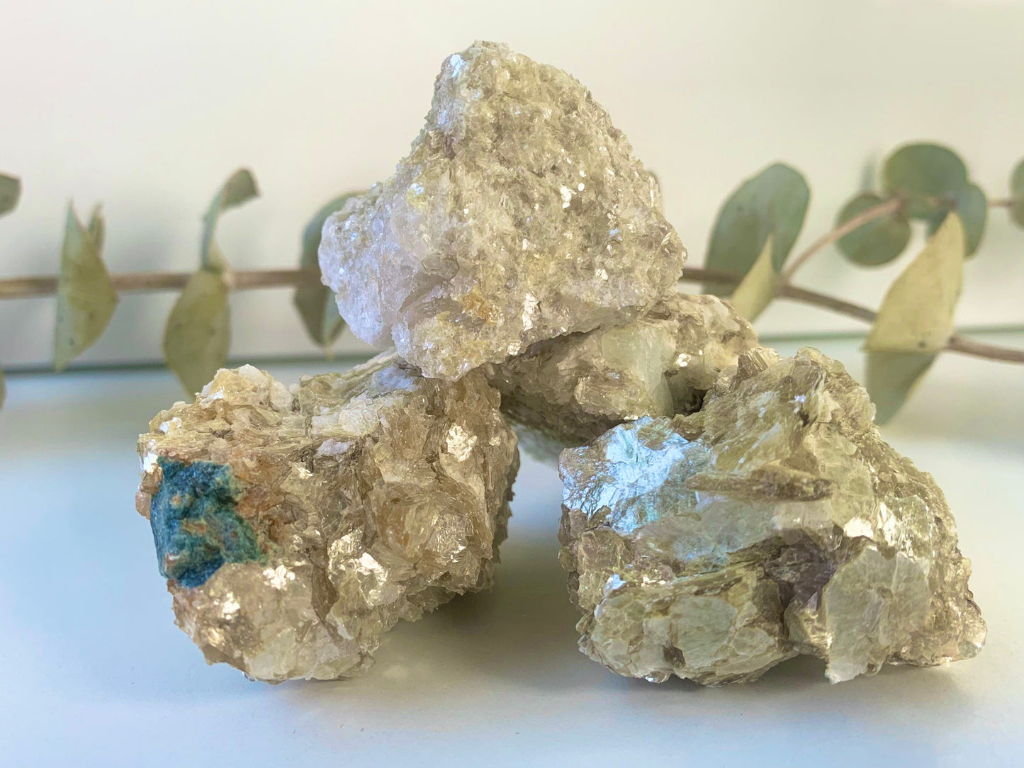 Muscovite mica cluster, sparkling rocks, rough stone specimen