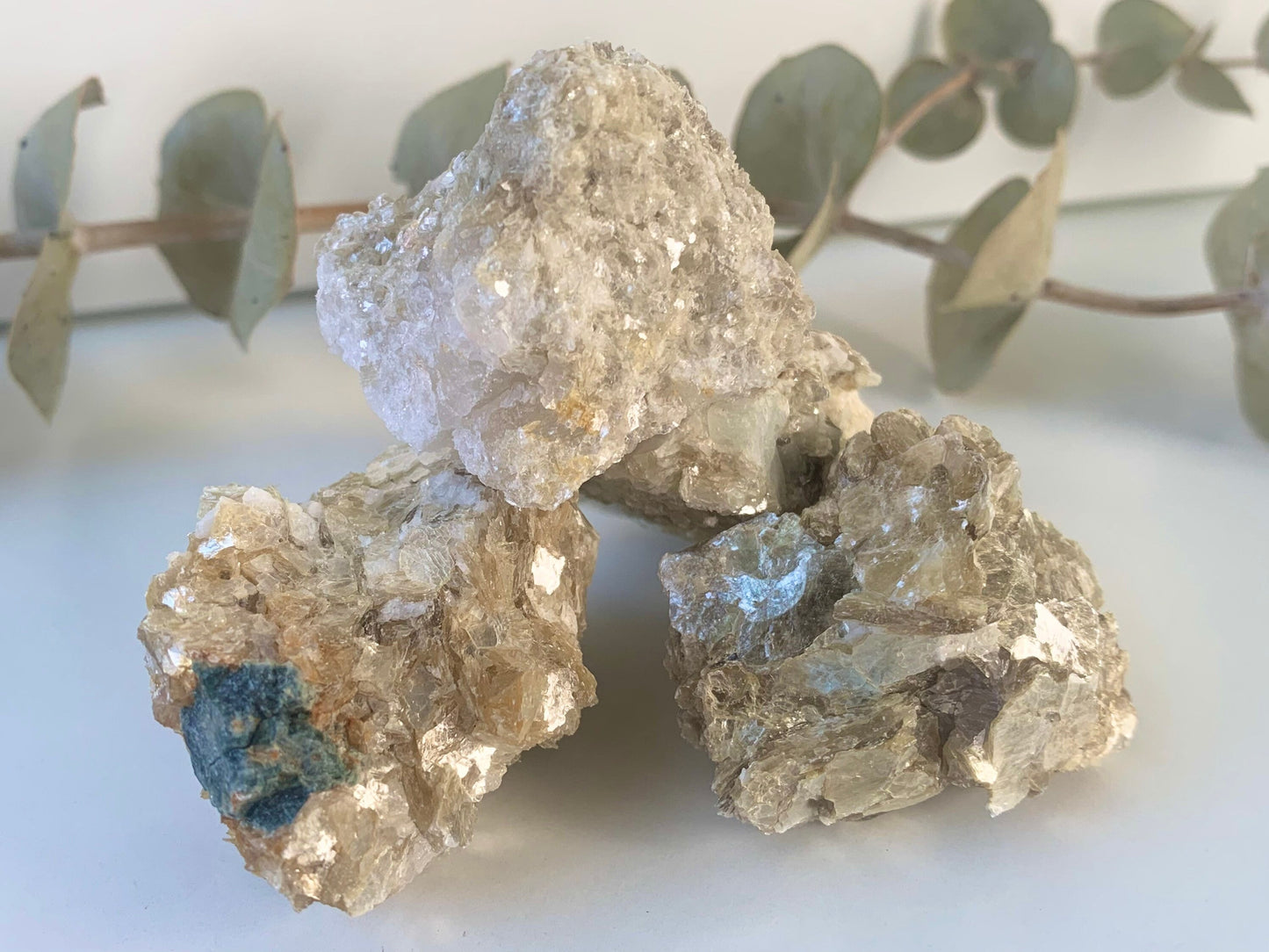 Muscovite mica cluster, sparkling rocks, rough stone specimen