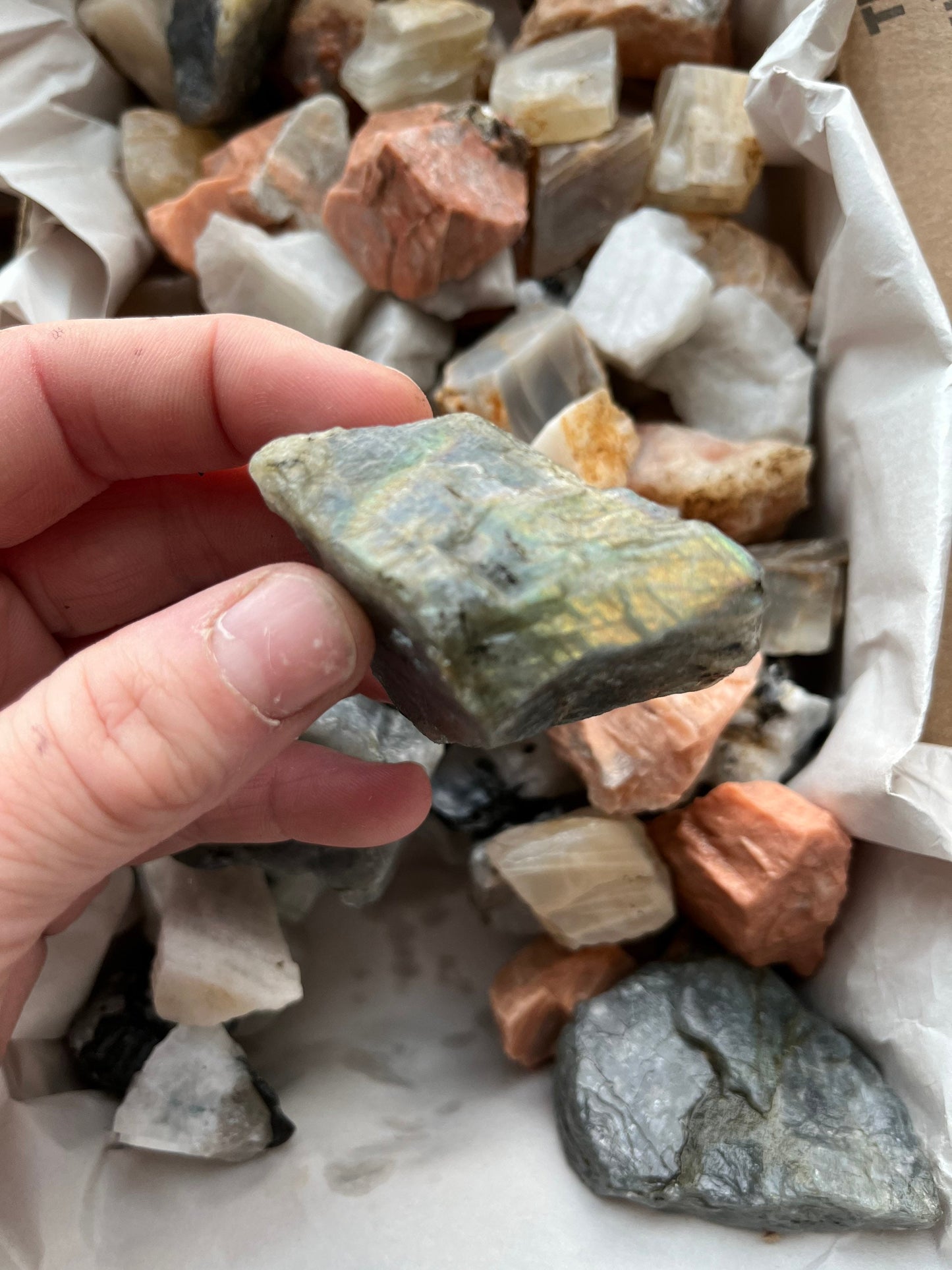 3+ pounds rough feldspar stone mix for tumbling or display